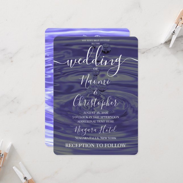 Create Your Own Pool Water Drops Wedding Invitation (Front/Back In Situ)