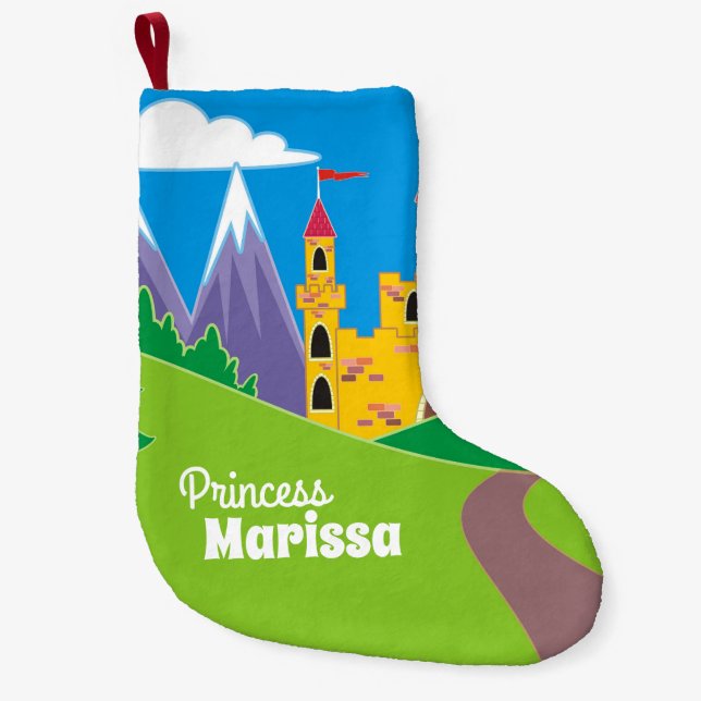 Create Your Own Pretty Fairy Princess Castle Small Christmas Stocking (Front)