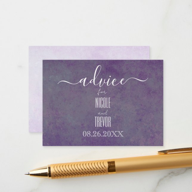 Create Your Own Pretty Purple Grunge Texture Advice Card (Front/Back In Situ)