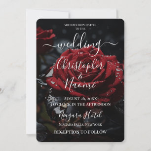 Create Your Own Pretty Red Rose Closeup Invitation