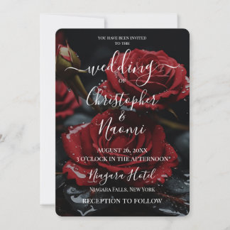 Create Your Own Pretty Red Roses Closeup Invitation