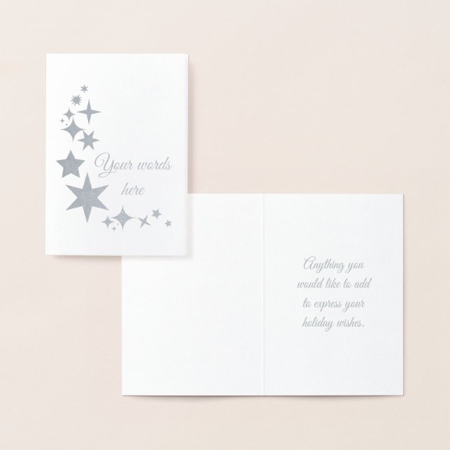 Create Your Own Pretty Silver Winter Stars Foil Card (Display)