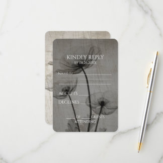 Create Your Own Pretty Vintage X-Ray Sepia Flowers RSVP Card