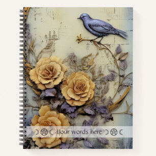 Create Your Own Purple Bird Rose Garden Wall Notebook
