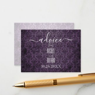 Create Your Own Purple Black Gothic Damask Advice Card