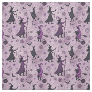 Create Your Own Purple Black Witches Pentacles Fabric