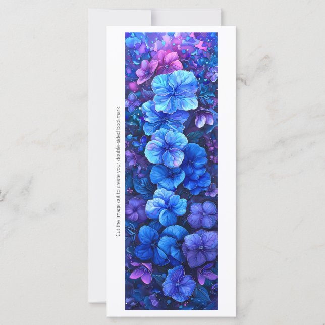 Create Your Own Purple Blue Flowers Bookmark (Front)