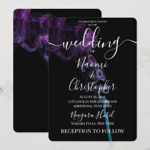 Create Your Own Purple Blue Teal Smokey Wedding Invitation
