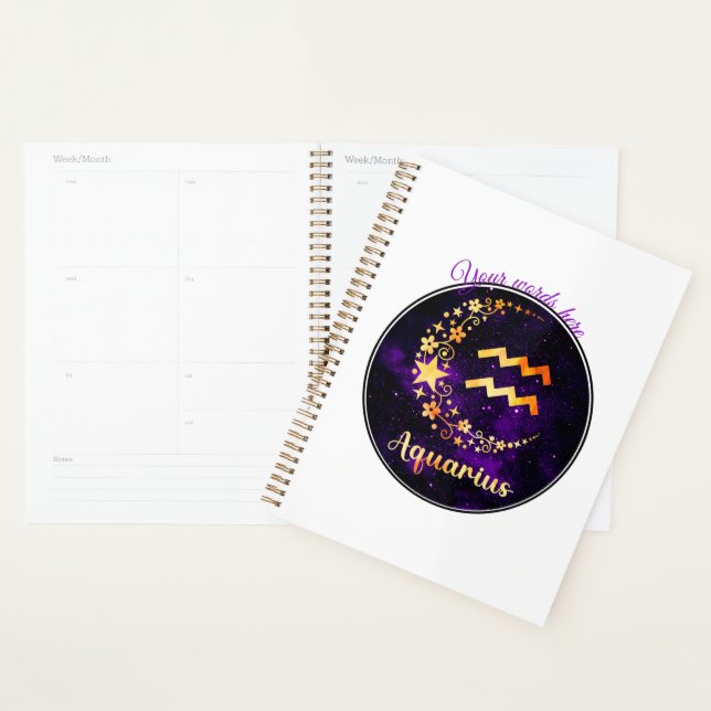 Create Your Own Purple Celestial Aquarius Zodiac Planner (Display)