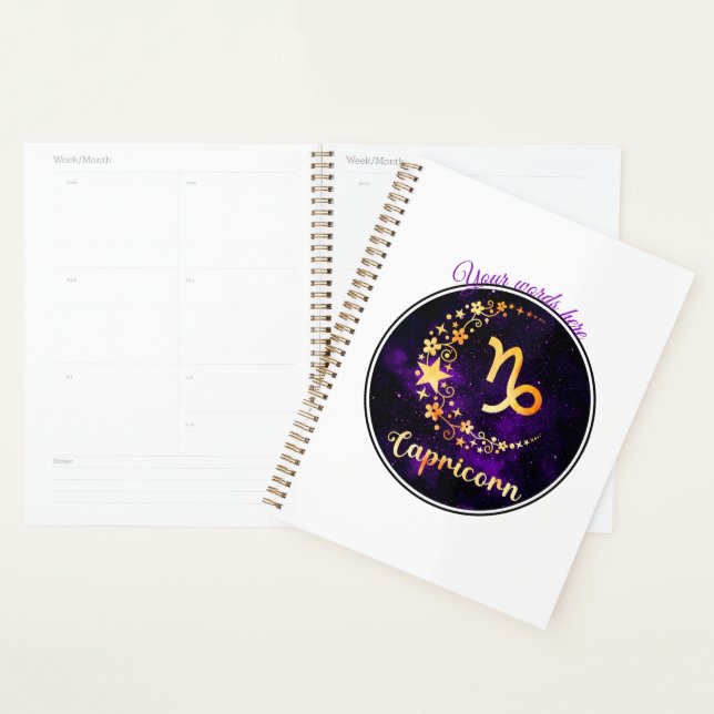 Create Your Own Purple Celestial Capricorn Zodiac Planner (Display)