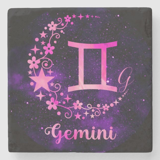 Create Your Own Purple Celestial Gemini Stone Coaster (Front)