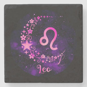 Create Your Own Purple Celestial Leo Stone Coaster