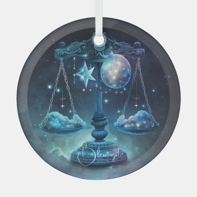 Create Your Own Purple Celestial Libra Zodiac Glass Tree Decoration (Front)