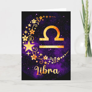 Create Your Own Purple Celestial Libra Zodiac Holiday Card