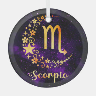 Create Your Own Purple Celestial Scorpio Zodiac Glass Tree Decoration