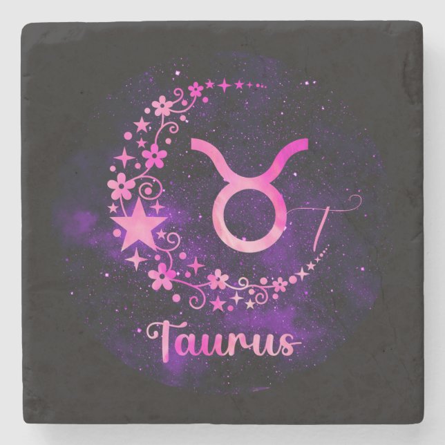 Create Your Own Purple Celestial Taurus Stone Coaster (Front)