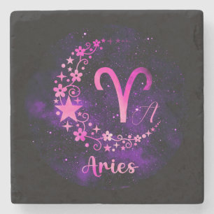 Create Your Own Purple Celestial Virgo Stone Coaster