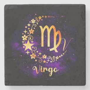 Create Your Own Purple Celestial Virgo Stone Coaster