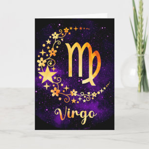 Create Your Own Purple Celestial Virgo Zodiac Holiday Card