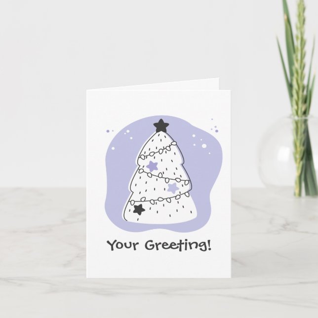 Create Your Own Purple Christmas Tree Holiday Card (Front)