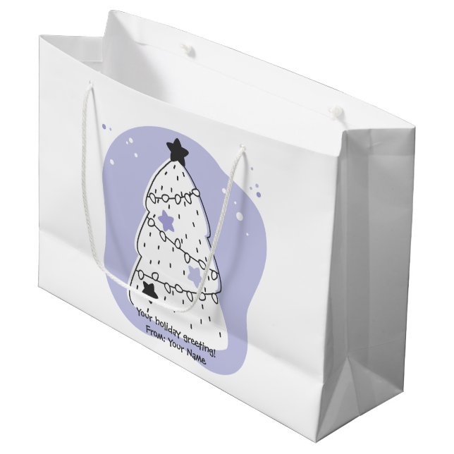 Create Your Own Purple Christmas Tree Large Gift Bag (Front Angled)