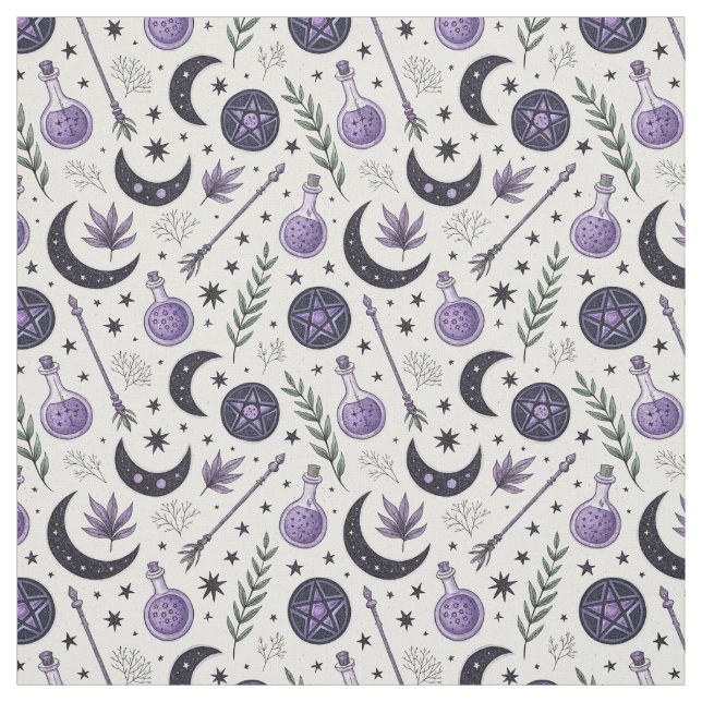 Create Your Own Purple Crescent Moon Night Magic Fabric (Swatch)