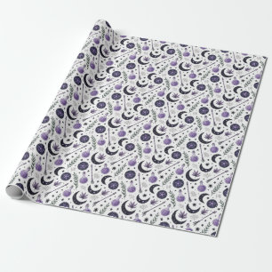 Create Your Own Purple Crescent Moon Night Magic Wrapping Paper