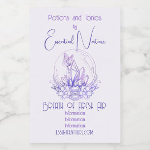 Create Your Own Purple Crystal Ball & Flowers Food Label