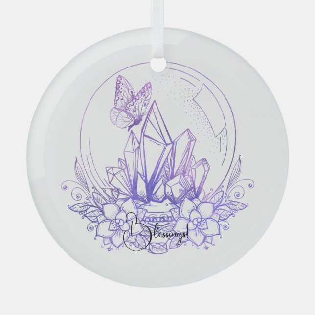 Create Your Own Purple Crystal Ball & Flowers Glass Tree Decoration (Front)