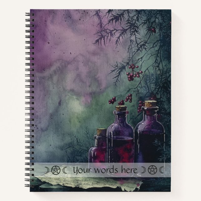 Create Your Own Purple Elixir Bottles Apothecary Notebook (Front)