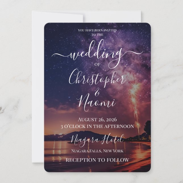 Create Your Own Purple Fireworks Invitation (Front)
