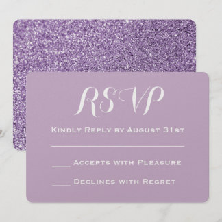 Create Your Own Purple Glitter Wedding RSVP Invitation