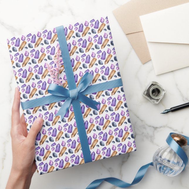 Create Your Own Purple & Gold Crystals Wrapping Paper (Gifting)