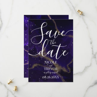 Create Your Own Purple Gold Vein Ink Wedding Save The Date