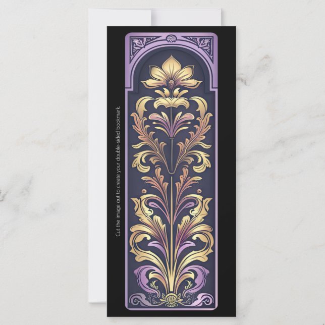 Create Your Own Purple Golden Art Deco Bookmark (Front)