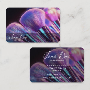 Create Your Own Purple Makeup Brushes Business Card