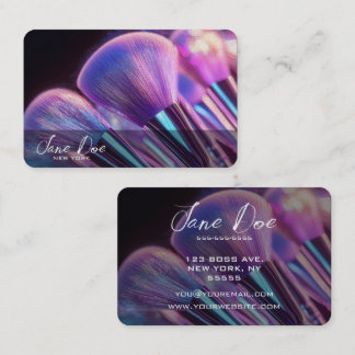 Create Your Own Purple Makeup Brushes Business Card