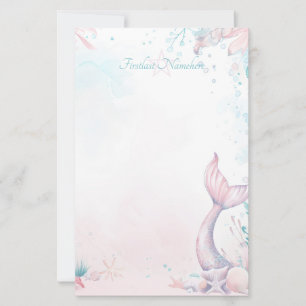 Create Your Own Purple Mermaid Tail Sea Shells Stationery