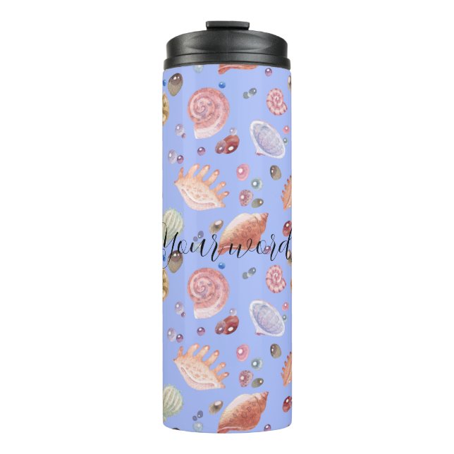 Create Your Own Purple Sea Shells Thermal Tumbler (Front)