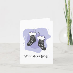 Create Your Own Purple Stockings Christmas Holiday Card