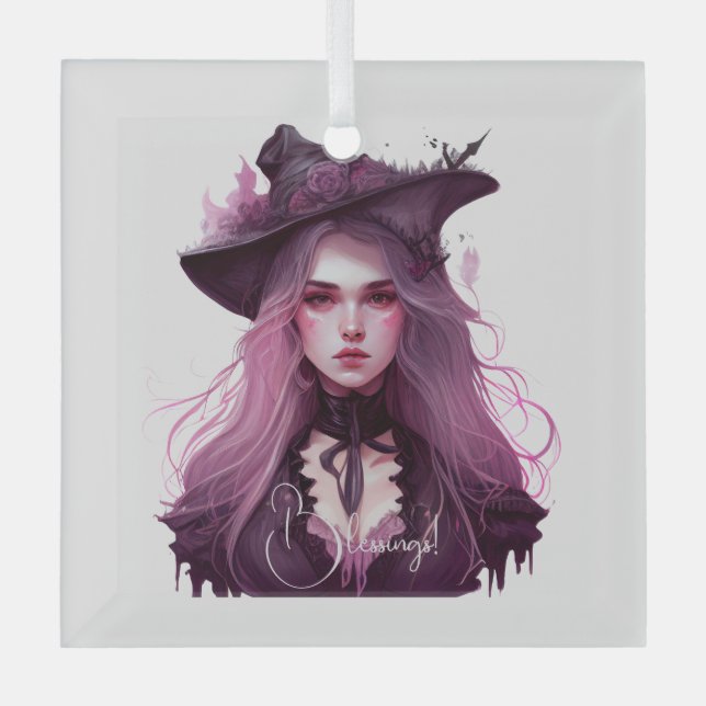 Create Your Own Purple Witch Glass Tree Decoration (Front)