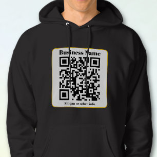 Create Your Own QR Code Black White Gold Border Hoodie