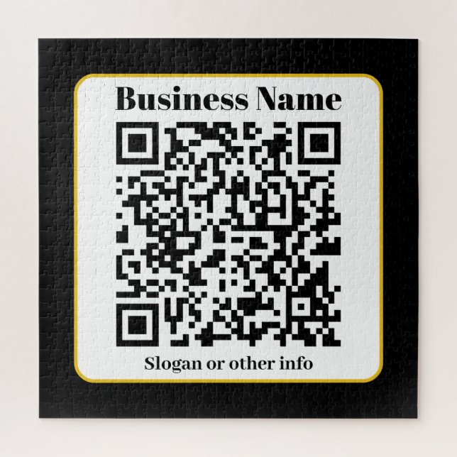 Create Your Own QR Code | Black White Gold Border Jigsaw Puzzle (Vertical)