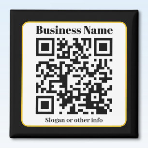Create Your Own QR Code Black White Gold Border Magnet