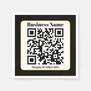 Create Your Own QR Code Black White Gold Border Napkin
