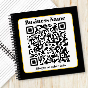 Create Your Own QR Code   Black White Gold Border Notebook