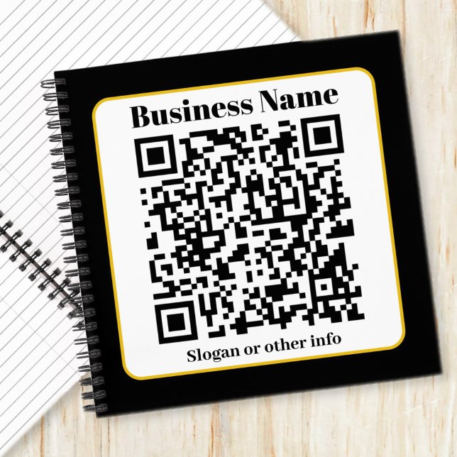 Create Your Own QR Code | Black White Gold Border Notebook (Creator Uploaded)