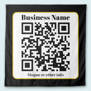 Create Your Own QR Code Black White Gold Border Tapestry