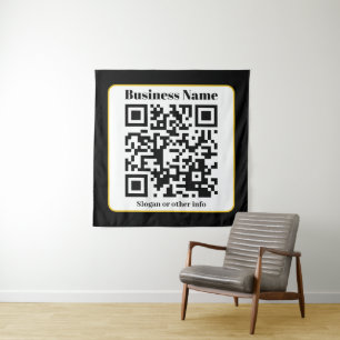 Create Your Own QR Code   Black White Gold Border Tapestry