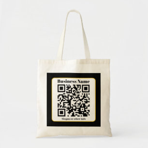 Create Your Own QR Code Black White Gold Border Tote Bag